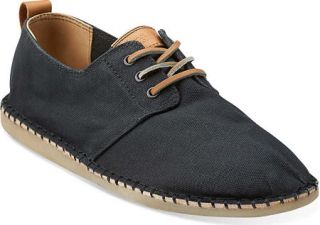 Mens Clarks Pikko Solo   Black Waxed Canvas Lace Up Shoes