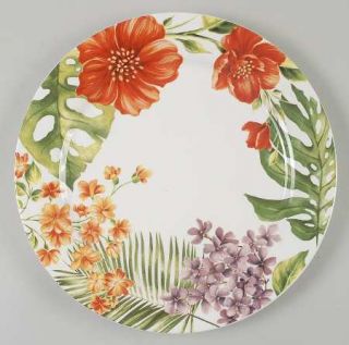 Pier 1 Fiji Floral Dinner Plate, Fine China Dinnerware   Floral And Leaves,Rim,S