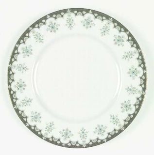 Royal Doulton Ashmont Dinner Plate, Fine China Dinnerware   Green Edge,White And