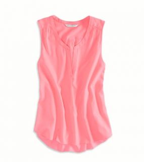Voltage Pink AEO Factory Sleeveless Chiffon Top, Womens XXL