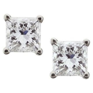 1 CT.T.W Princess cut Prong Set Diamond Stud Earrings in 14K White Gold (HI 