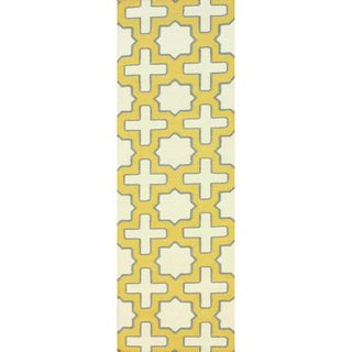 Nuloom Flatweave Trellis Yellow Wool Runner (26 X 8)