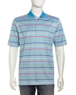 Multi Stripe Golf Polo Shirt, Sea Blue