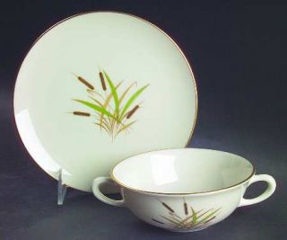 Lenox China Cattail (Coupe Shape) Flat Cream Soup Bowl & Dessert Plate/Saucer Se