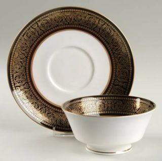 Mikasa Mount Holyoke Footed Cream Soup Bowl & Saucer Set, Fine China Dinnerware