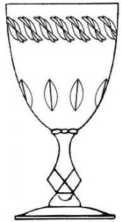 Tiffin Franciscan 17524 9 Water Goblet   Stem#17524, Vertical Cuts, Flowers