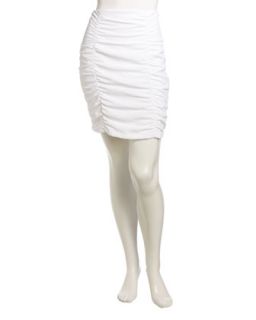 Scrunch Pencil Skirt, White