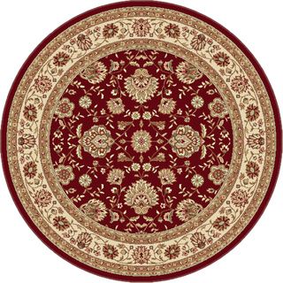 Rhythm 105140 Red Traditional Area Rug (7 10 Round) (RedSecondary Colors Beige, black, greenShape RoundTip We recommend the use of a non skid pad to keep the rug in place on smooth surfaces.All rug sizes are approximate. Due to the difference of monito