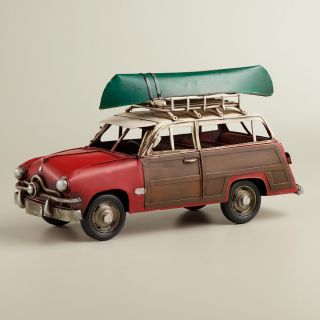 Metal Woodie Car with Canoe Decor   World Market