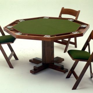 Kestell 86 Pedestal Base Poker Table   52 Inch   O 86 F RANCH OAK/DARK GREEN
