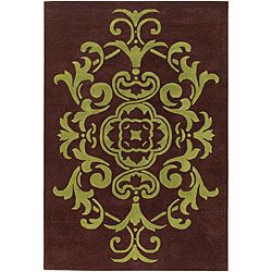 Hand tufted Mandara Brown/ Green Wool Rug (5 X 76) (BrownPattern FloralMeasures 0.75 inch thickTip We recommend the use of a non skid pad to keep the rug in place on smooth surfaces.All rug sizes are approximate. Due to the difference of monitor colors,