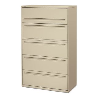 HON 700 Series 42 W Five Drawer Lateral File 795L Finish Light Gray