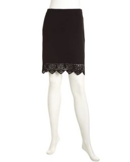 Embroidered Jacquard Skirt, Black
