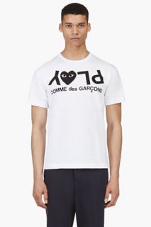 Comme Des Garons Play White Play Logo T_shirt