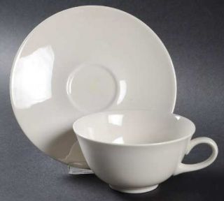Homer Laughlin  Snow White Flat Cup & Saucer Set, Fine China Dinnerware   Triump