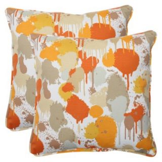 Outdoor 2 Piece Square Throw Pillow Set   Orange/Tan Neddick
