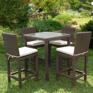 Monza Square Bar Height All Weather Wicker Dining Set   Seats 4 Multicolor  