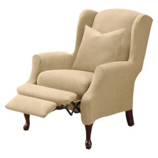 Sure Fit Stretch Pique Wing Recliner Slipcover   Cream