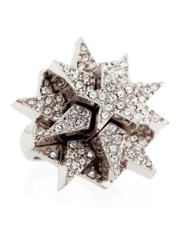 Pave Layered Star Ring, White Golden, Size 8