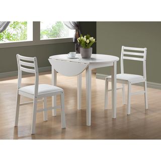 White 3 piece Dining Set Drop Leaf Table