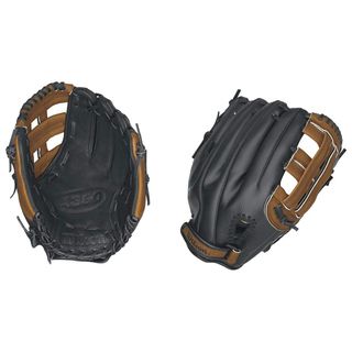 Wilson A360 11.5 inch Glove Right Handed Thrower (Black/brownBrand WilsonClosed back with streamlined hook and loop strapFull leather palm and webDual post web 11.5 inchesAdult/child AdultMale/female MaleRight handed throwerMaterial LeatherColor Blac