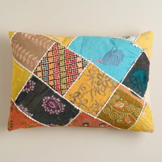 Multicolor Sari Patch Lumbar Pillow   World Market