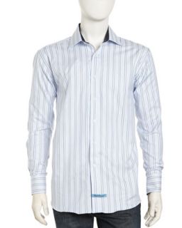 Striped Poplin Dress Shirt, White