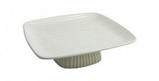 Bon Chef 10 in Footed Ribbed Platter, White