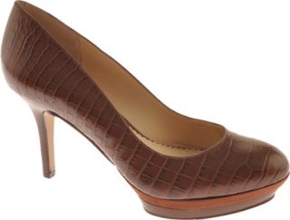 Womens Nine West Sevenna   Dark Brown Croc Synthetic Shoes