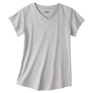 C9 by Champion Girls Duo Dry Short Sleeve V  Neck Tech Tee   Grey L