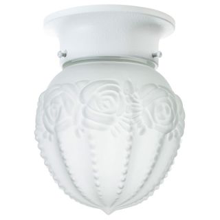 Flush Mount In Textured White Etched Glass 1 light