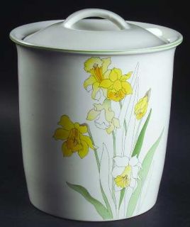 Block China Daffodil Cookie Jar and Lid, Fine China Dinnerware   Watercolors,Goe