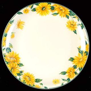 Thomson Sunflower Dinner Plate, Fine China Dinnerware   Yellow Sunflowers, Green