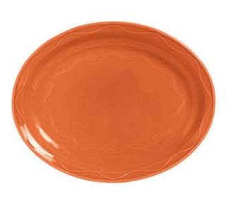 Syracuse China Oval Platter, Cantina Carved Pattern & Shape, Flint, 11.62x9.5 in, Cayenne