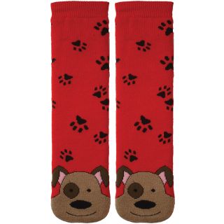 Tubular Novelty Socks dog red W/paw Prints