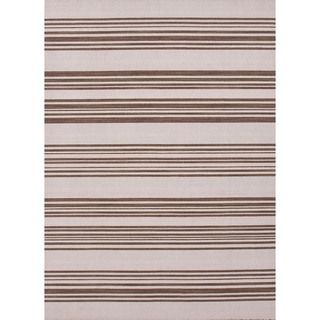 Flat weave Striped Reversible Beige/brown Wool Rug (8 X 10)
