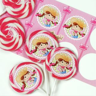 Pink Cowgirl Large Lollipop Sticker Kit