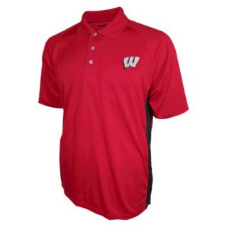 NCAA RED MENS 3BTN POLO WISCONSIN   S