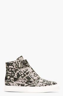 Mcq Alexander Mcqueen Khaki Green Quilted Canvas High Top Sneakers