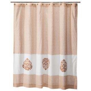 Mudhut Hope Embroidered Shower Curtain   Orange