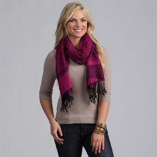 Magenta And Black Fringe Shawl Wrap