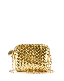 Sunset Mini Woven Crossbody Bag, Gold