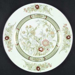 Mikasa Kabuki Dinner Plate, Fine China Dinnerware   Green Band&Floral
