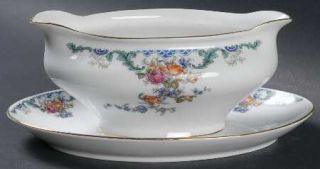 Royal Bayreuth Franklin Gravy Boat with Attached Underplate, Fine China Dinnerwa