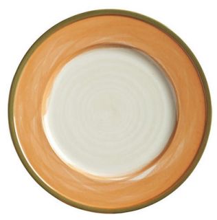 World Tableware 12 1/2 Round Plate   Terra Cotta, Green Rim