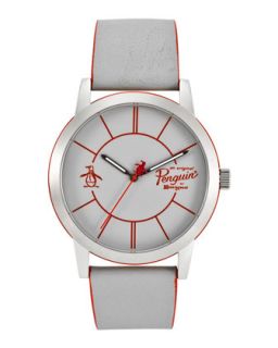 Nathan Logo Watch, Silver/Red, Mens