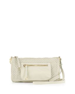 Dylan Perforated Leather Crossbody Bag, Bone