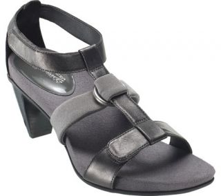 Womens Aetrex Sofia T Strap   Pewter Tumbled Leather Casual Shoes