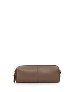 Leather Zip Top Pencil Case, Taupe