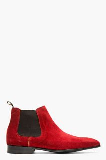 Ps Paul Smith Burgundy Suede Faconer Boots